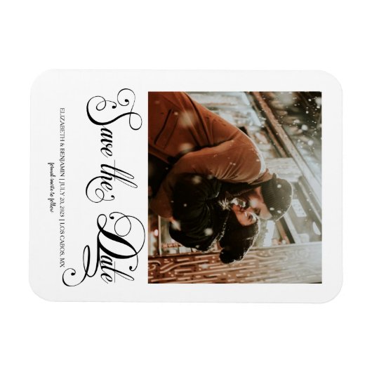 Modernes Kalligrafie-Script-Foto Save the Date Magnet (Horizontal)