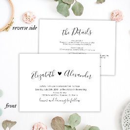 Modernes Kalligrafie-Script-Herz in einer Hochzeit Einladung