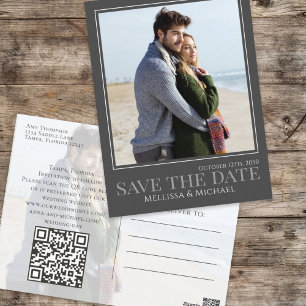 Modernes Kalligrafie-Script mit zwei Fotos Postkarte