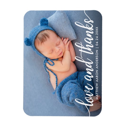 Modernes Kalligrafie-Script Neue Baby-Liebe Dank Magnet (Vertikal)