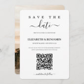 Modernes Kalligrafie Script QR Code Foto Gerettet  Save The Date (Vorne/Hinten)