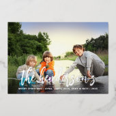 Modernes Kalligrafie-Single-Foto Folien Feiertagskarte (Vorderseite)