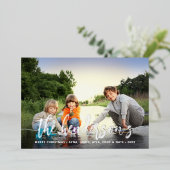 Modernes Kalligrafie-Single-Foto Folien Feiertagskarte (Stehend vorne)