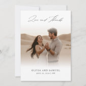 Modernes Kalligrafie-Skript Einfaches Hochzeitssze Dankeskarte (Vorderseite)