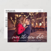 Modernes Kalligrafie-Skript Rette das neue Date-Fo Postkarte (Vorne/Hinten)