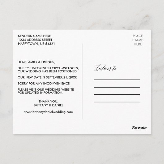 Modernes Kalligrafie-Skript Rette das neue Date-Fo Postkarte (Rückseite)