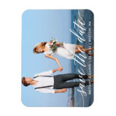 Modernes Kalligrafie-Skript Save the Date Foto Magnet (Vertikal)