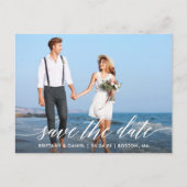 Modernes Kalligrafie-Skript Save the Date Foto Postkarte (Vorderseite)