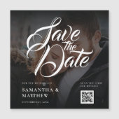 Modernes Kalligrafie-Skript Save the Date QR-Code Magnetkarte (Vorderseite)
