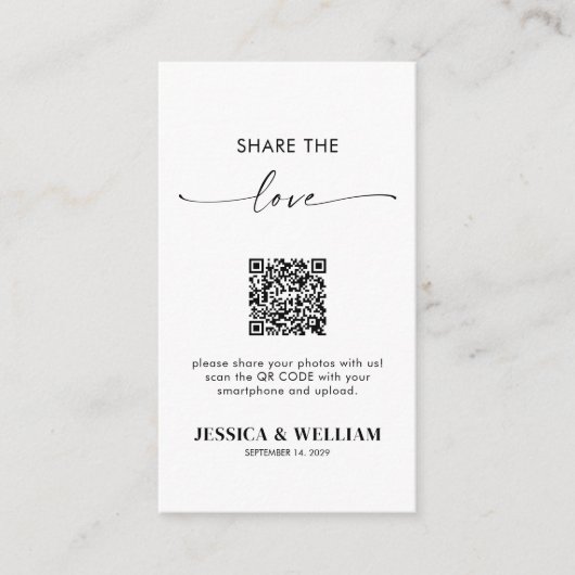 Modernes Kalligrafie-Skript verwendet Liebe QR-Cod Begleitkarte (Vorderseite)