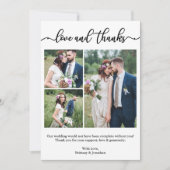 Modernes Kalligrafie-Skript Wedding Collage 3 Foto Dankeskarte (Vorderseite)