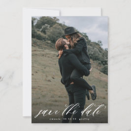 Modernes Kalligrafie-Typografie-Weißes Overlay-Fot Save The Date