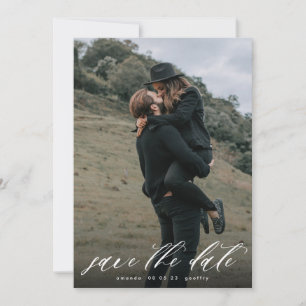 Modernes Kalligrafie-Typografie-Weißes Overlay-Fot Save The Date