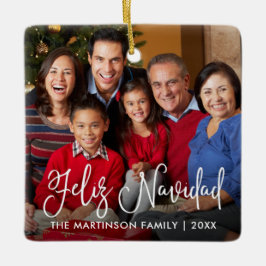 Modernes Kalligrafieskript Feliz Navidad Foto Keramikornament