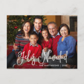 Modernes Kalligrafieskript Feliz Navidad Foto Postkarte (Vorderseite)