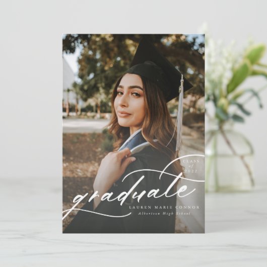 Modernes Kalligrafisches Foto Abschluss Vertikal Ankündigung (Stehend Vorderseite)