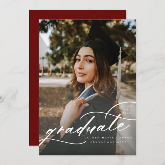 Modernes Kalligrafisches Foto Abschluss Vertikal Ankündigung (Vorne/Hinten)