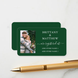 Modernes kalligrafisches Foto Hochzeitregister Grü Begleitkarte