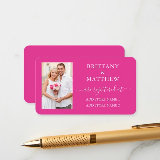 Modernes kalligrafisches Foto Hochzeitsregister Ho Begleitkarte (Vorderseite/Rückseite Beispiel)