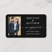 Modernes kalligrafisches Foto Hochzeitsregister Sc Begleitkarte (Vorderseite)