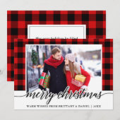 Modernes kalligrafisches Foto Karierte Weihnachten (Vorne/Hinten)