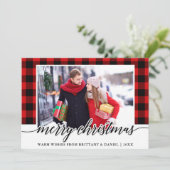 Modernes kalligrafisches Foto Karierte Weihnachten (Stehend Vorderseite)