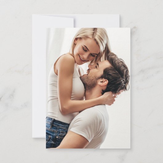 Modernes kalligrafisches Foto QR Code Wedding RSVP (Rückseite)