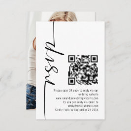 Modernes kalligrafisches Foto QR Code Wedding RSVP