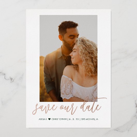 Modernes kalligrafisches Foto rettet die Daten Ver Folieneinladung (Vorderseite)