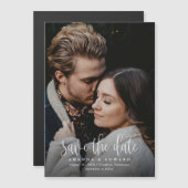 Modernes kalligrafisches Foto speichert das Datums Magnetkarte (Vorne/Hinten)