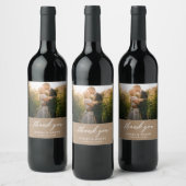 Modernes kalligrafisches Foto Wedding Kraft Weinetikett (Flaschen)