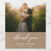 Modernes kalligrafisches Foto Wedding Kraft Weinetikett (Einzelnes Label)