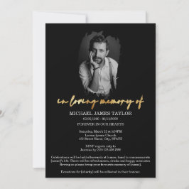Modernes kalligrafisches Foto zur Gedächtnisbeerdi Einladung