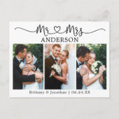 Modernes kalligrafisches Herz Hochzeit 3 Foto Viel Postkarte (Vorderseite)