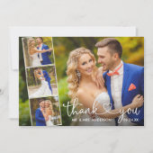 Modernes kalligrafisches Herz Hochzeit 4 FotoColla Dankeskarte (Vorderseite)