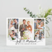 Modernes kalligrafisches Herz Hochzeit 5 Foto Ankündigung (Stehend Vorderseite)