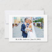 Modernes kalligrafisches Herz-Hochzeitsstift Foto Dankeskarte (Rückseite)