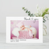 Modernes kalligrafisches Herz New Baby Dankeskarte (Stehend Vorderseite)