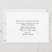 Modernes kalligrafisches Herz New Baby Dankeskarte (Rückseite)