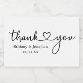 Modernes kalligrafisches Herz Vielen Dank Wedding Schaumweinetikett (Einzelnes Label)