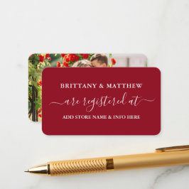 Modernes kalligrafisches Hochzeitregister Foto Red Begleitkarte