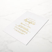 Modernes kalligrafisches Hochzeitsfrühstück Gold Folieneinladung (Gedreht)