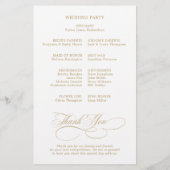 Modernes kalligrafisches Hochzeitsprogramm für Gol (Rückseite)