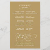 Modernes kalligrafisches Hochzeitsprogramm für Gol (Rückseite)