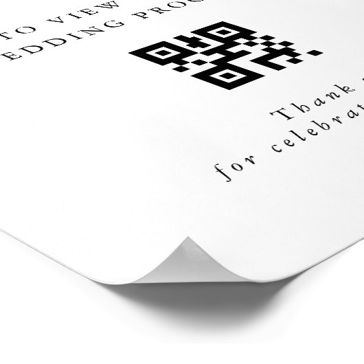 Modernes kalligrafisches Hochzeitsprogramm QR-Code Poster (Ecke)