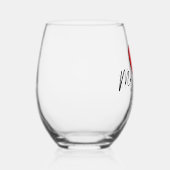 Modernes kalligrafisches Rotes Herz Mr. und Mrs. W Weinglas Ohne Stiel (Rechts)