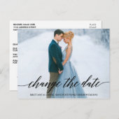 Modernes kalligrafisches Skript-Foto ändert das Da Postkarte (Vorne/Hinten)