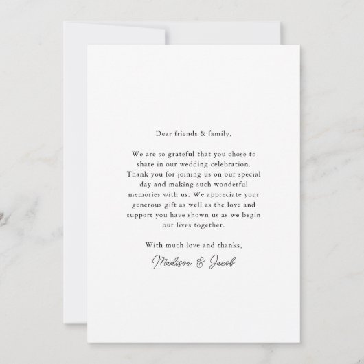 Modernes kalligrafisches Skript Hochzeitsskript-Fo Dankeskarte (Rückseite)