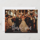 Modernes kalligrafisches Skript Hochzeitsskript-Fo Dankeskarte (Vorderseite)