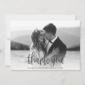 Modernes kalligrafisches Skript Hochzeitsskript-Fo Dankeskarte (Vorderseite)